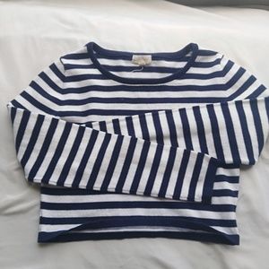 Striped long sleeve crop top